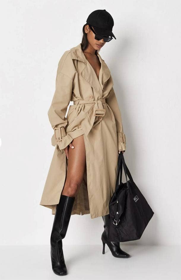 missguided tall sand oversized trench coat