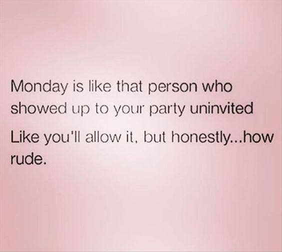 Monday is like that person who showed up to your party uninvited. Like you'll allow it, but honestly... how rude.