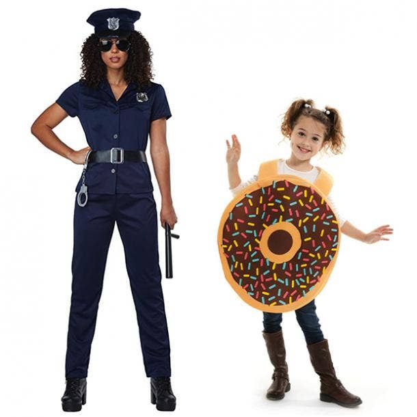 mother daughter halloween costumes cop and donut