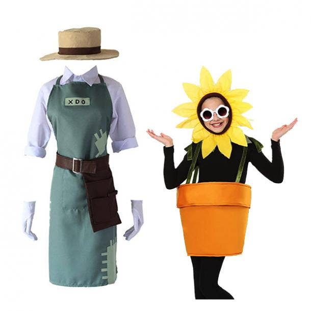 mother daughter halloween costumes gardener flower pot