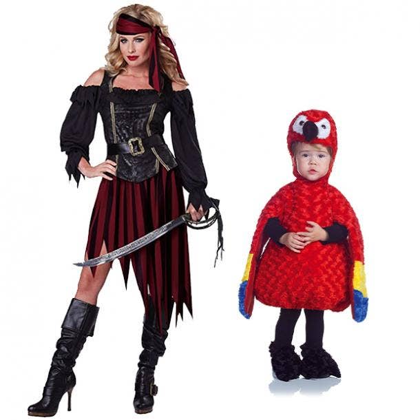 mother daughter halloween costumes pirate and parrot