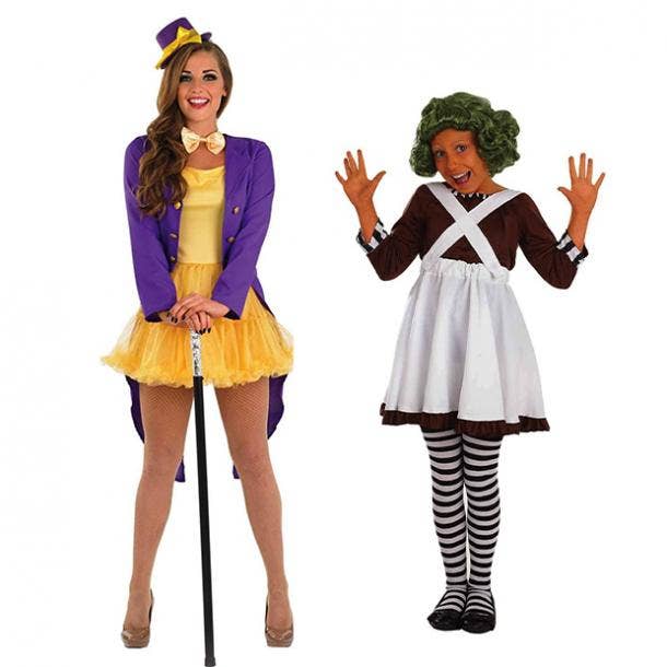 mother daughter halloween costumes willy wonka oompa loompa