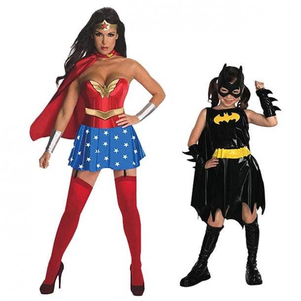 mother daughter halloween costumes wonder woman batgirl