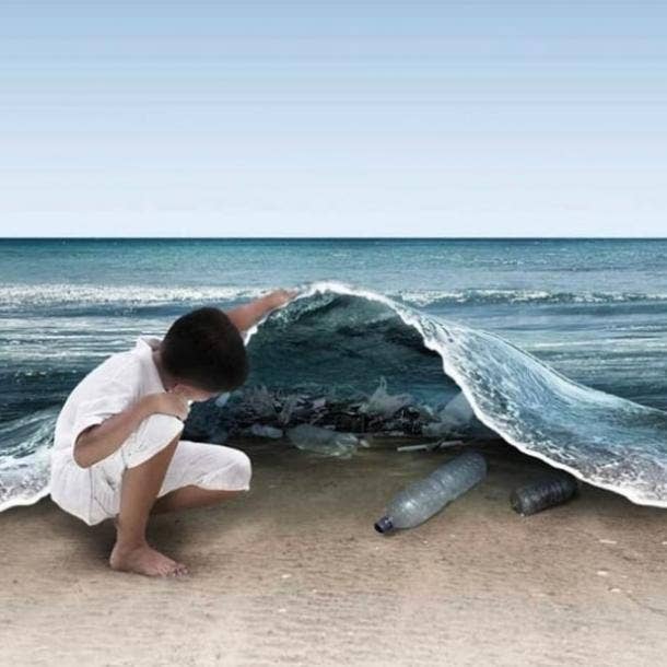 personality test optical illusion girl ocean trash