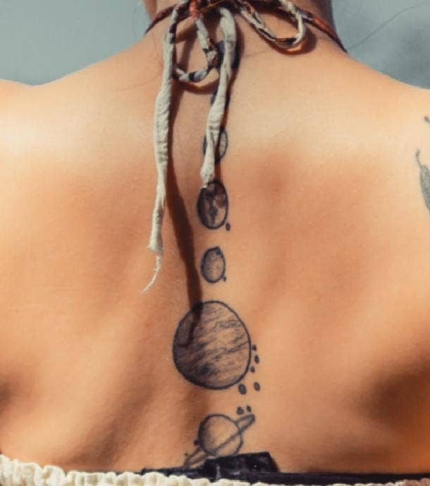 planets tattoo idea for women