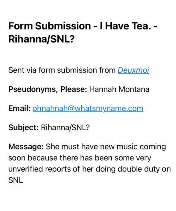 Deuxmoi instagram post about Rihanna on SNL