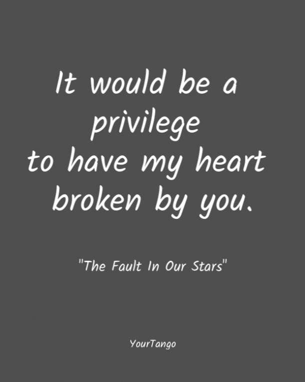 It would be a privilege to have my heart broken by you. The Fault In Our Stars