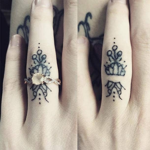 tattoo wedding ring under real ring