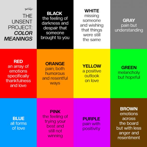 unsent project color meanings