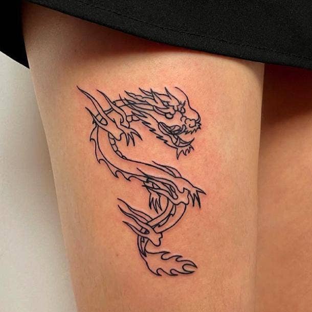 Tattoo Vector Tribe Chinese Dragon Free Clipart Hd - Small Dragon Tattoo,  HD Png Download - kindpng