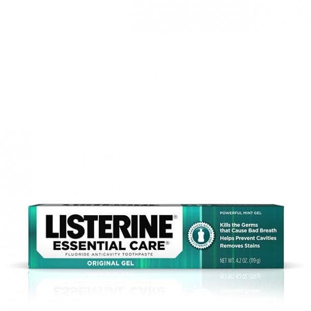 toothpaste for bad breath Listerine Essential Care Original Gel Fluoride Toothpaste