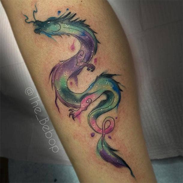 watercolor dragon tattoo