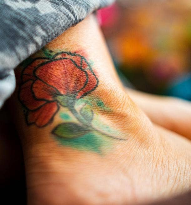 watercolor pansy tattoo idea for women