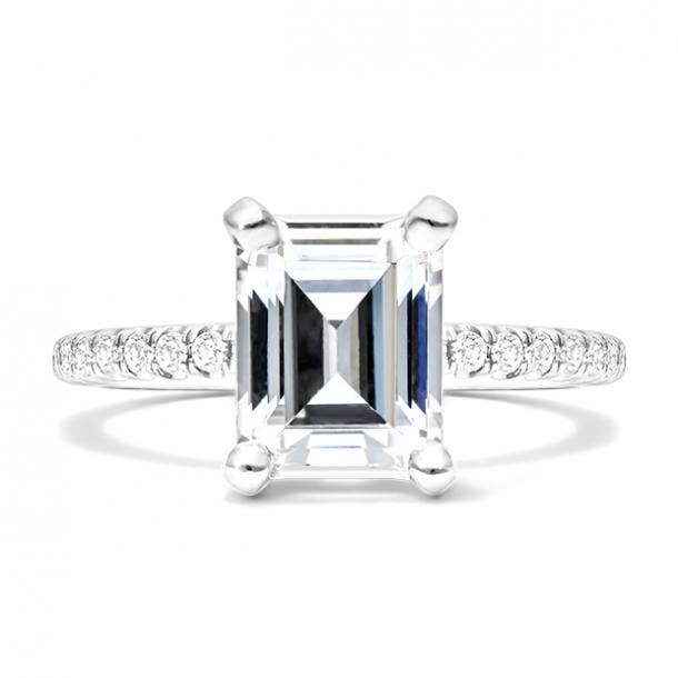 james allen 18K White Gold Petite Pavé Crown Diamond Engagement Ring
