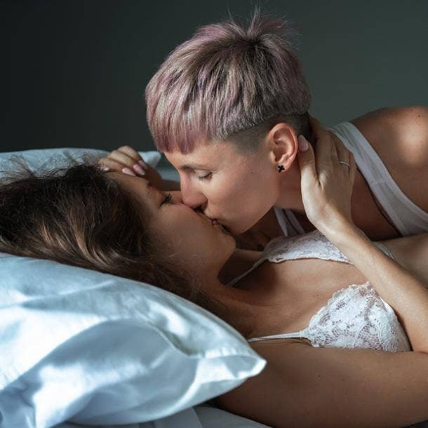 Erotic lesbian tender lingerie sex