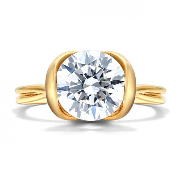 james allen 18K Yellow Gold Half Bezel Knot Solitaire Engagement Ring