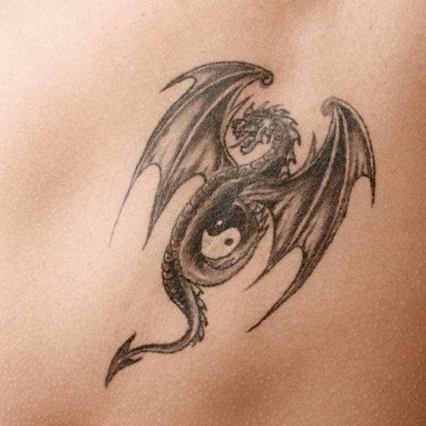 Yin and Yang dragon tattoo