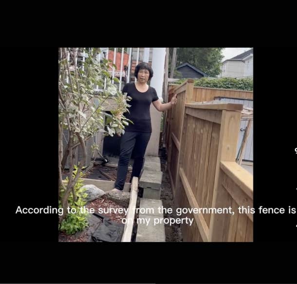 tiktok screenshot from fence lady about neighbors fence dispute