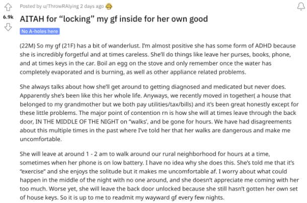 man locks girlfriend in house reddit post