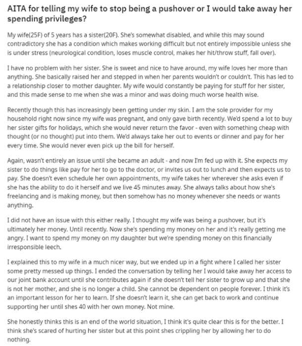 Reddit AITA post