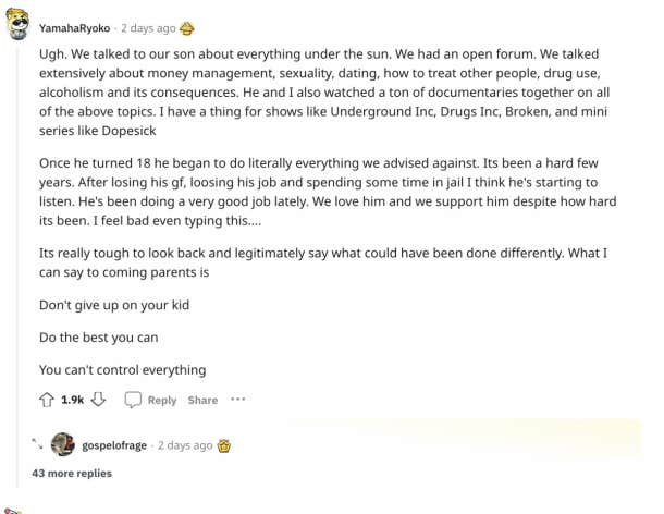 parents raising jerk children reddit comment