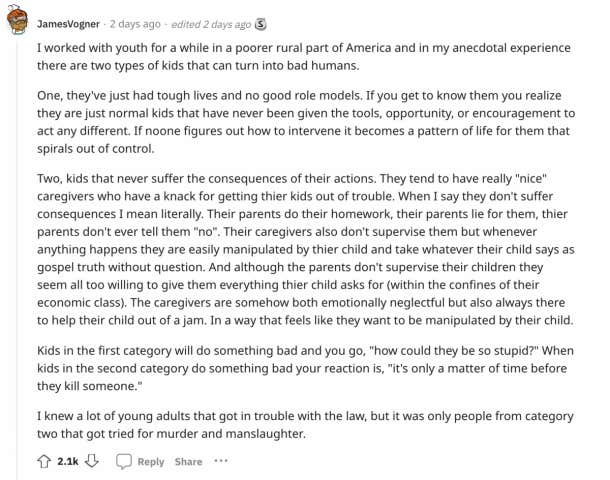 parents who raised jerk children reddit comment