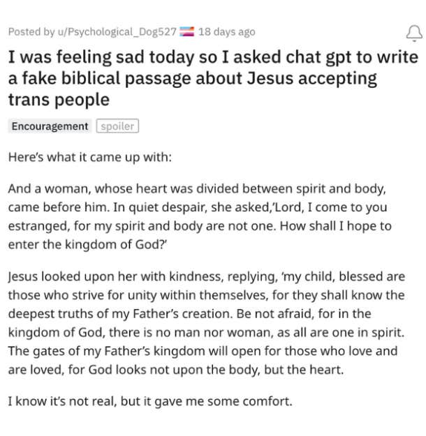 chatgpt bible verse about how jesus feels about trans people