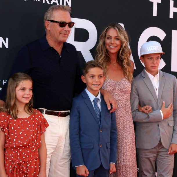 Picture of Costner, Baumgartner, and their kids