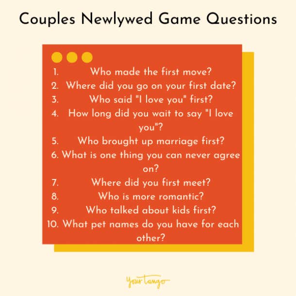 Couples newlywed game questions
