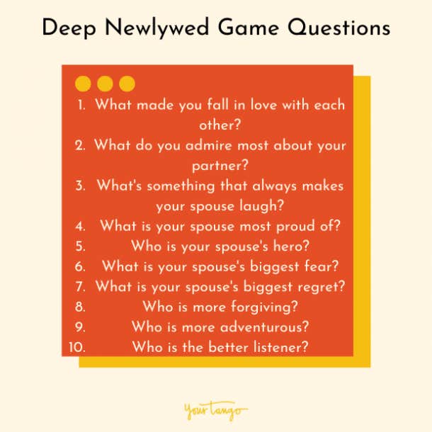 Deep newlywed game questions