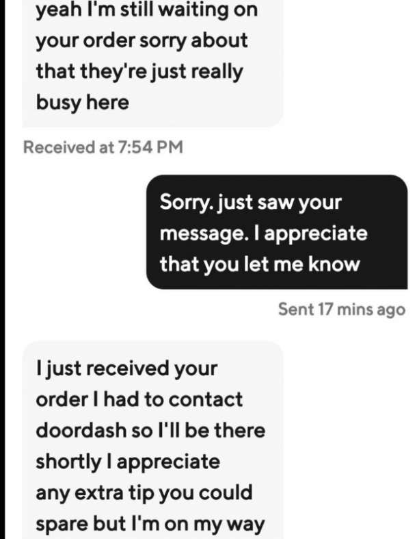 DoorDash Asks Driver's Wife To Complete Order After He Is Rushed to ER