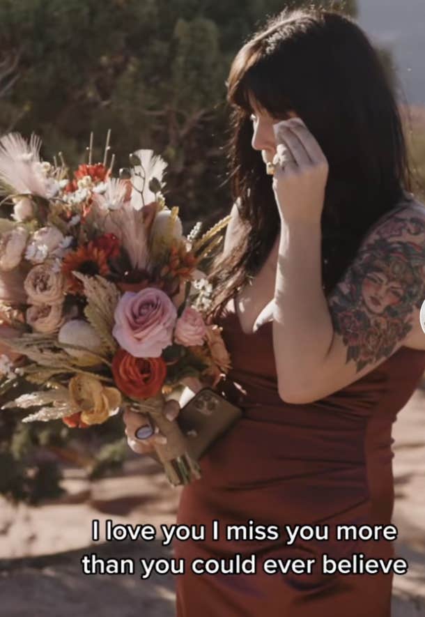 woman crying during bride's wedding speech to her late father
