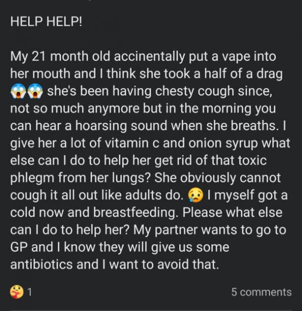 Mother Slammed For Seeking Advice After Revealing That Her Toddler Got Ahold Of Her Vape - 16