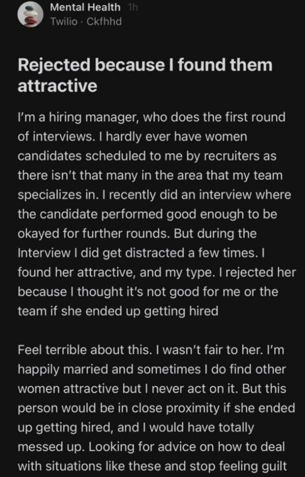 hiring manager refuses to hire job candidate because he feels she is too attractive