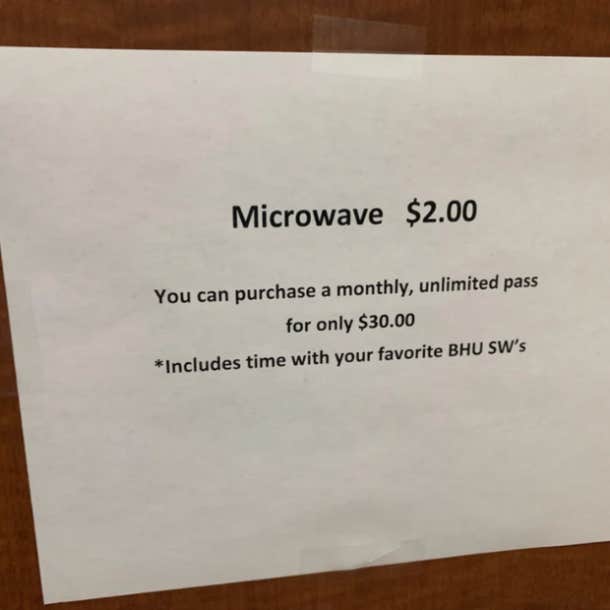hospital staff charging employees to use microwave in break room