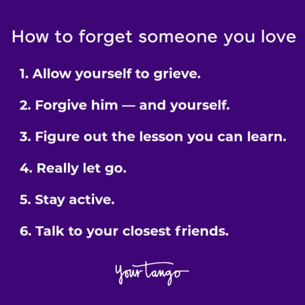 list of ways how to get over someone in white font on purple background