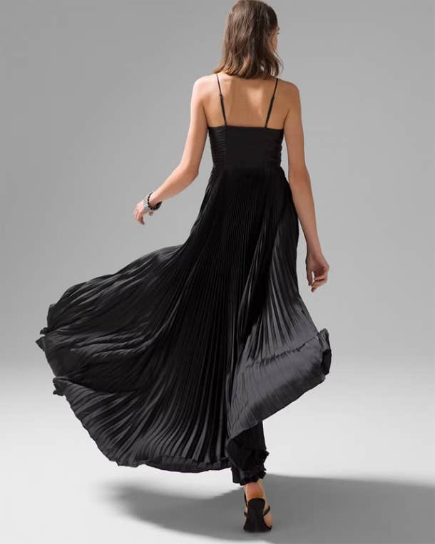 White House Black Market Sleeveless Satin V-Neck Maxi