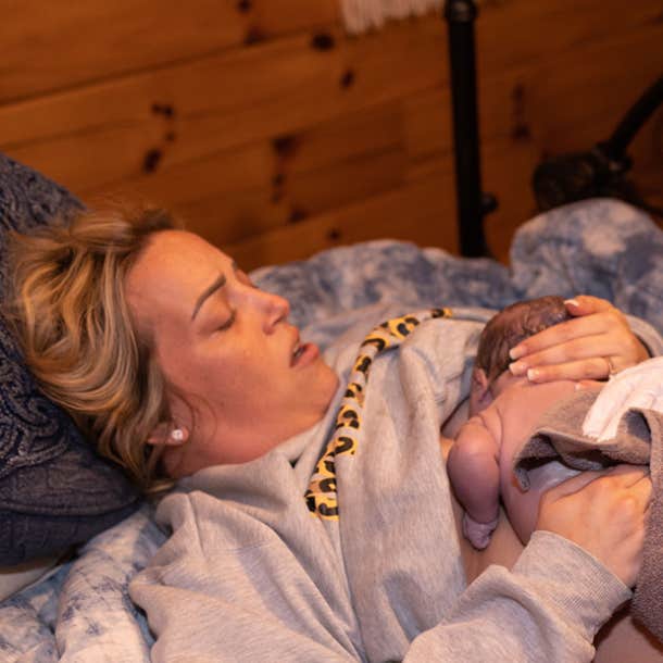 Heather's beautiful moment with her baby captured right after giving birth