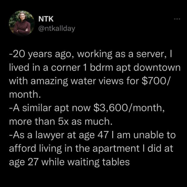 lawyer cant afford to rent apartment she once lived in while working as a waitress
