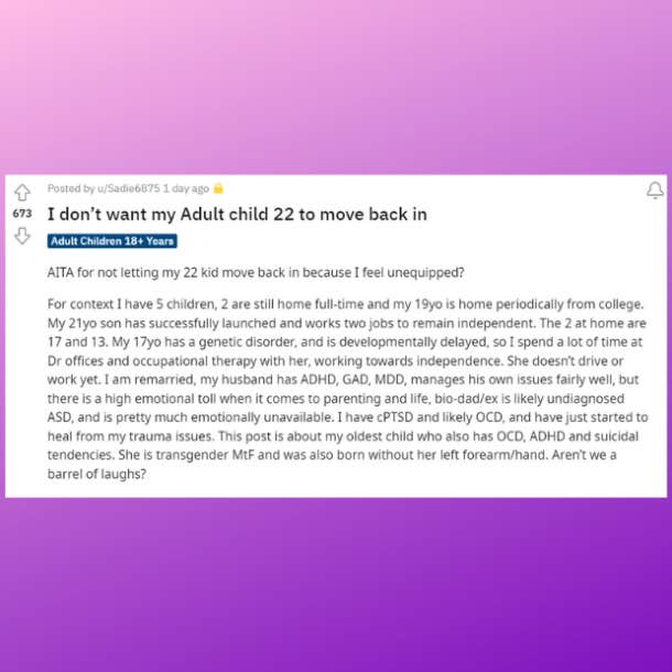 i don't want my adult child 22 to move back in reddit post