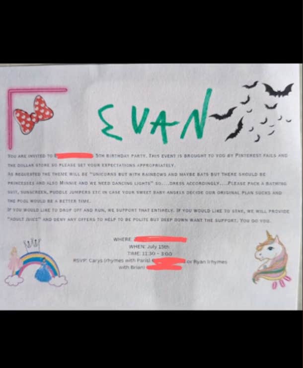 funny kids birthday invite