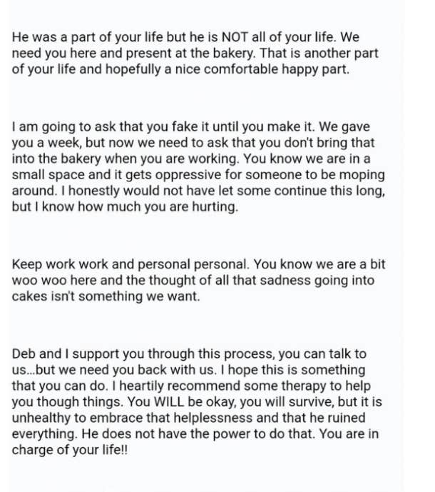boss email to employee after breakup reddit post