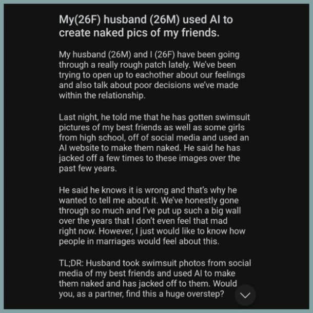 woman's husband makes deepfake porn of her friends