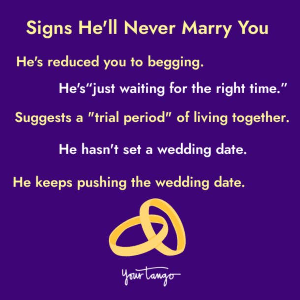 signs he'll never marry you