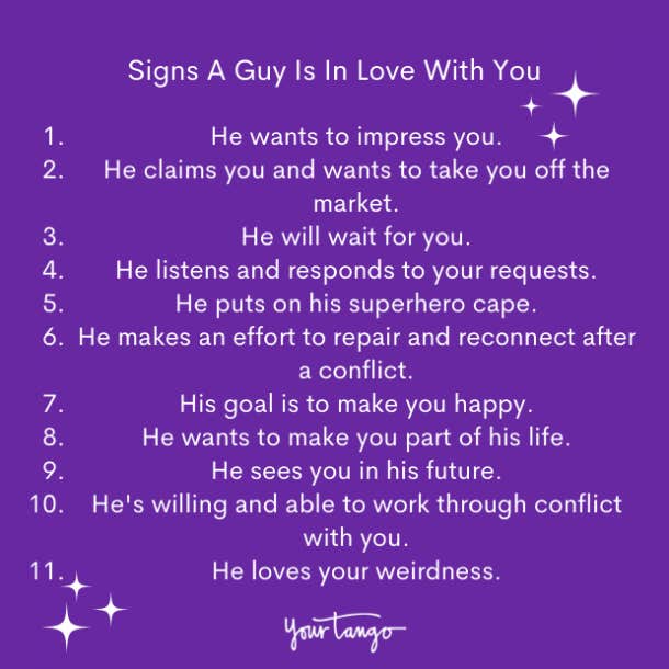 signs a guy is in love with you