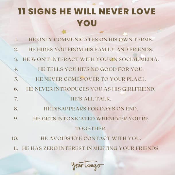 Signs he will never love you