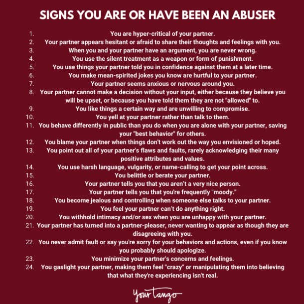 Signs you are an abuser