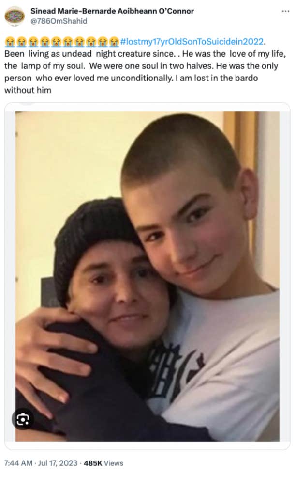 one of sinead o'connor's final tweets about her son's suicide
