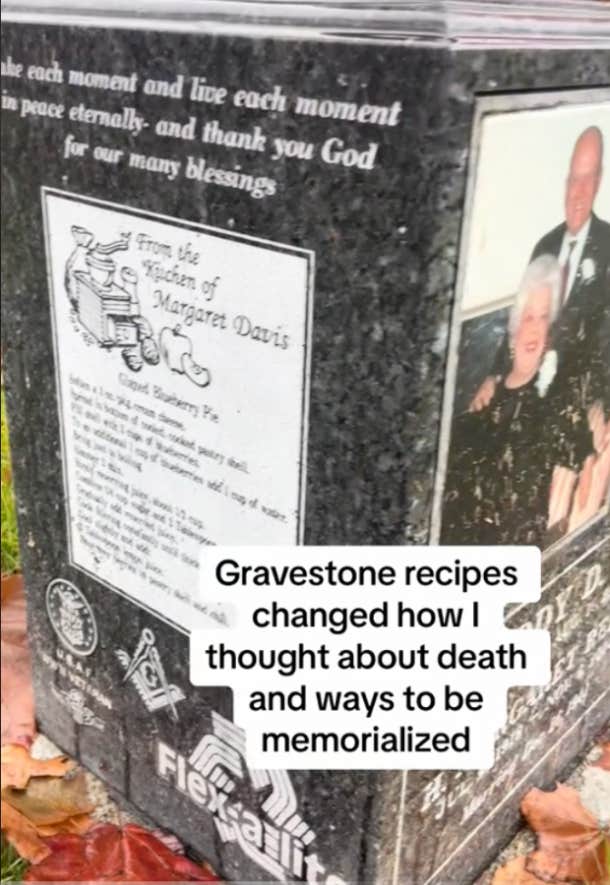 screenshot from video about recipes carved into gravestones