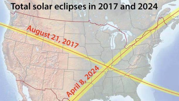 2017 and 2024 total solar eclipse paths